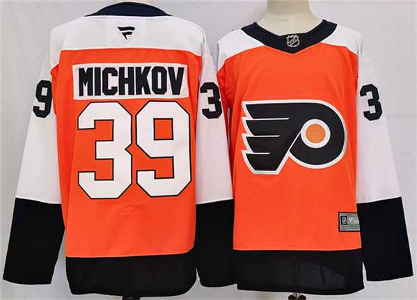 Mens Philadelphia Flyers #39 Matvei Michkov Orange 2024 Stitched Jersey->philadelphia flyers->NHL Jersey